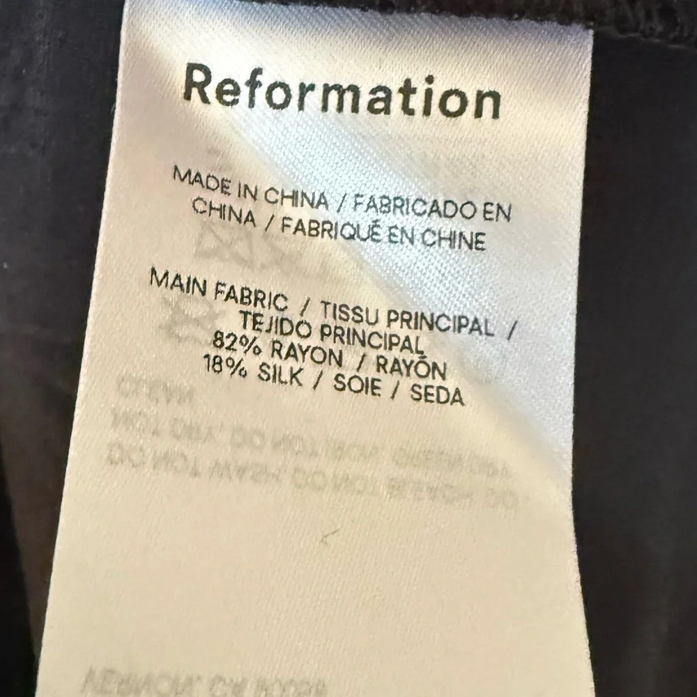 Reformation Black Silk Velvet Cocktail Mini Dress Size 10
